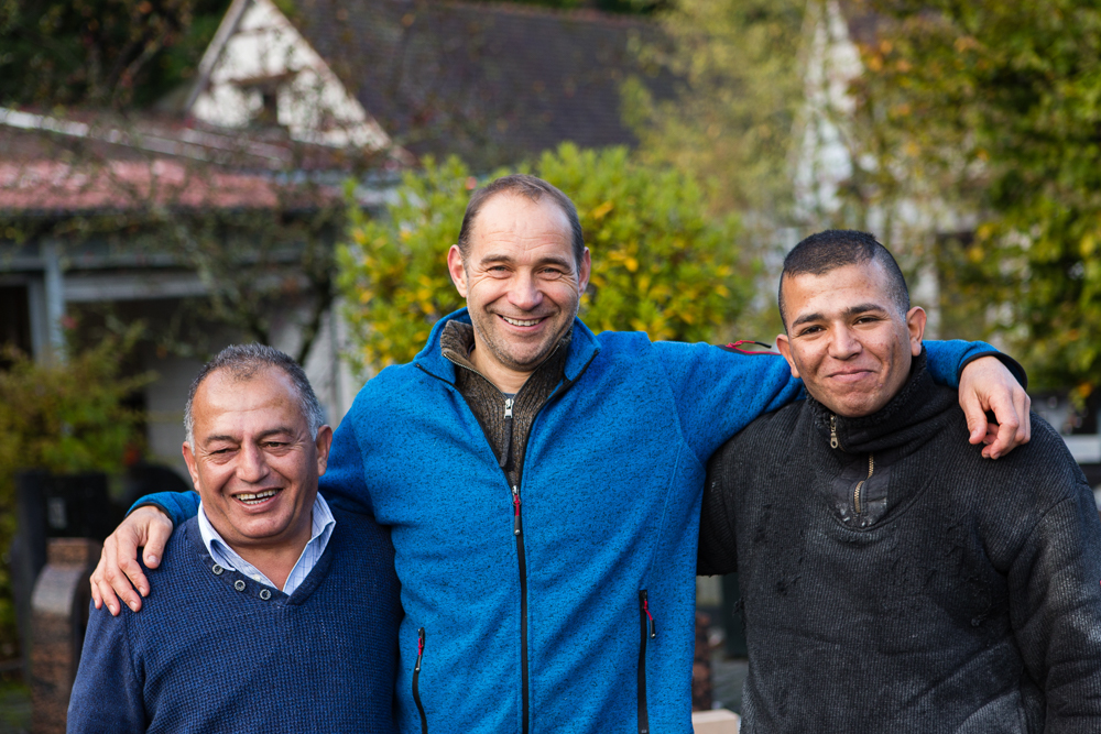 Akhtar With His Boss Thomas Eichhorn And His Son Kamil