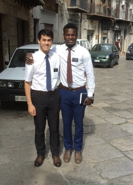 Bolaji With His Mission Companion In Italy