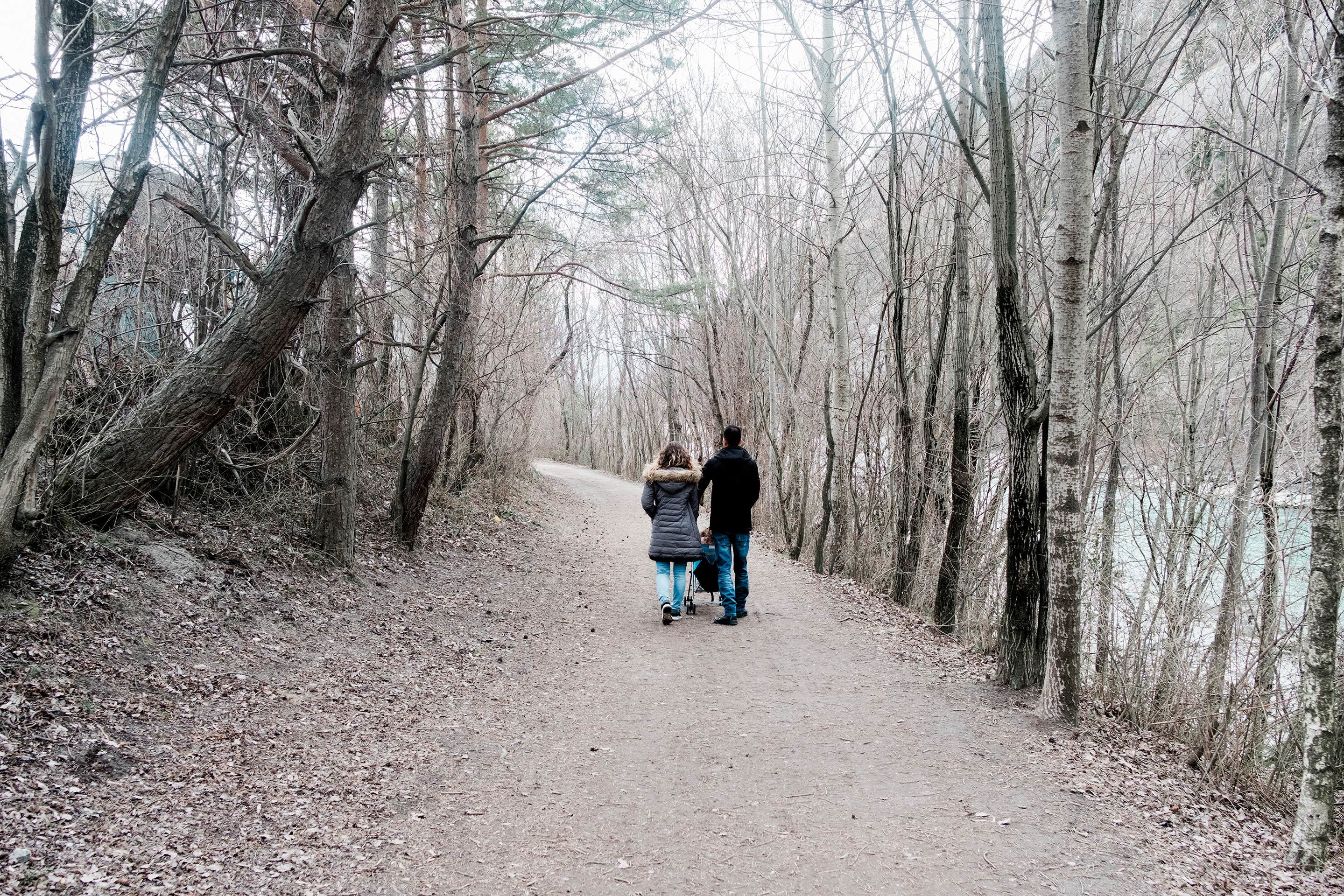 Hamed walking with his family